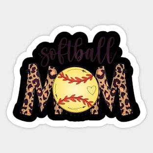 Moms Softball Leopard Print Mothers Day Womens Softball Sticker